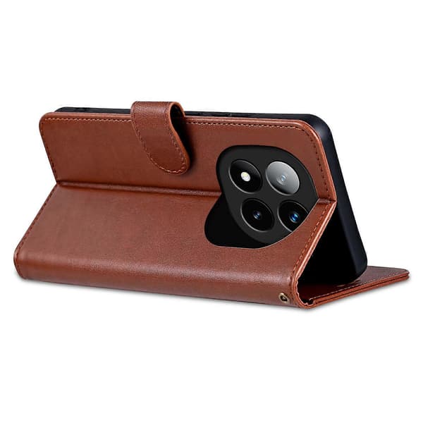 For Xiaomi Redmi Note 14 Pro Plus 5G Deksel Anti-Ripe PU Lær Stativ Lommebok Telefon Deksel Brown Note 14 Pro Plus
