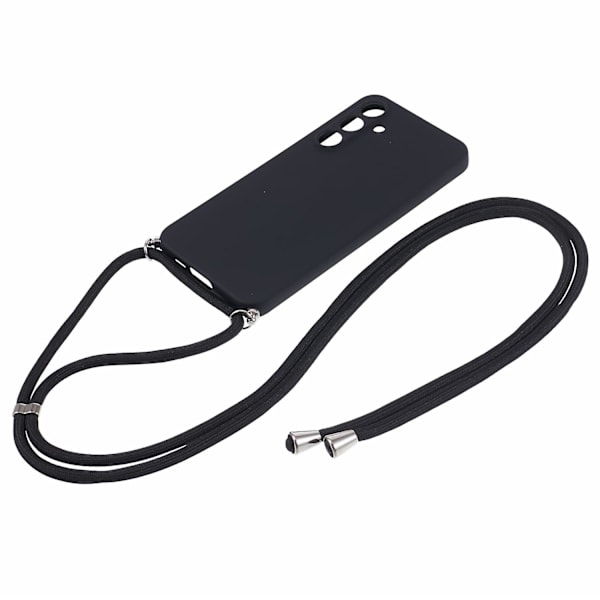 Til Samsung Galaxy A55 5G telefonetui TPU gummibelagt beskyttelsescover med snor - sort Black Style A Samsung Galaxy A55 5G
