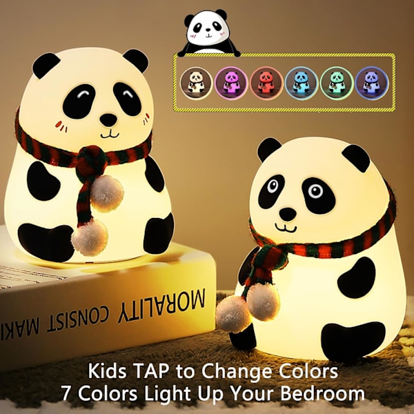 Panda Silikon Natlampe til Børn, Panda Gaver, Søde LED-lamper til Teenpigers Soveværelse, Soveværelsesdekorationer Gaver til Småbørn style1