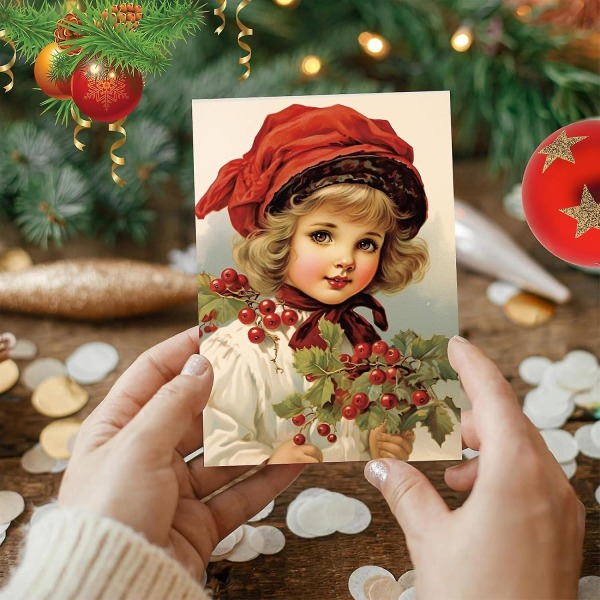 2024,joulukortit set 20 osaa Nostalgiset joulukortit , set on joulupostikortteja A6 joulukortit