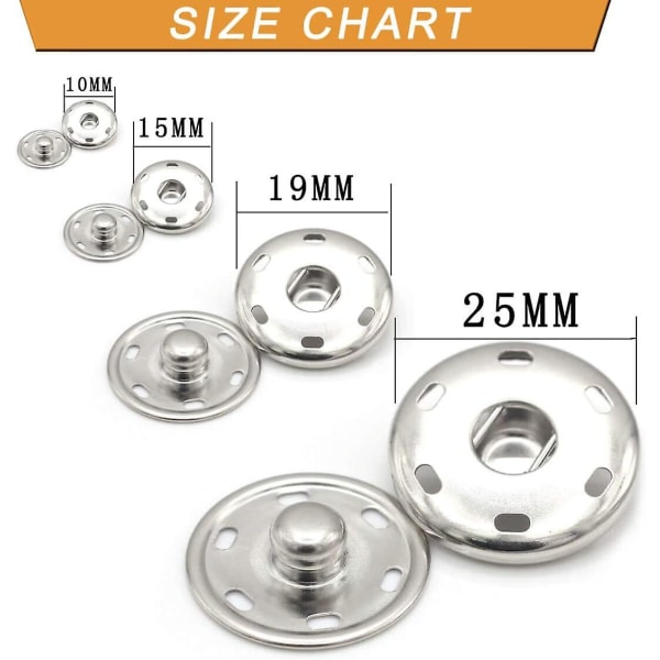 20 sett metall trykknapper nikkel messing sy på trykknapper (10 mm)