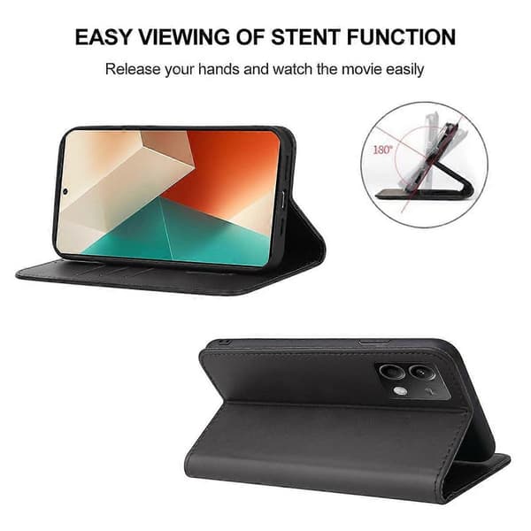 Magnetisk læder telefoncover til Xiaomi Redmi Note 13 5G Black
