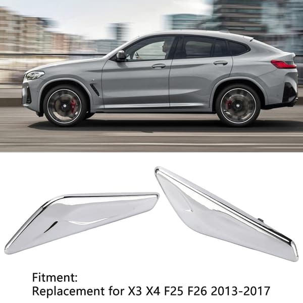 2 PCS Front Fender Chrome Finish 51117338569 Replacement Compatible with X3 X4 F25 F26 2013–2017 Solid Solid Normal