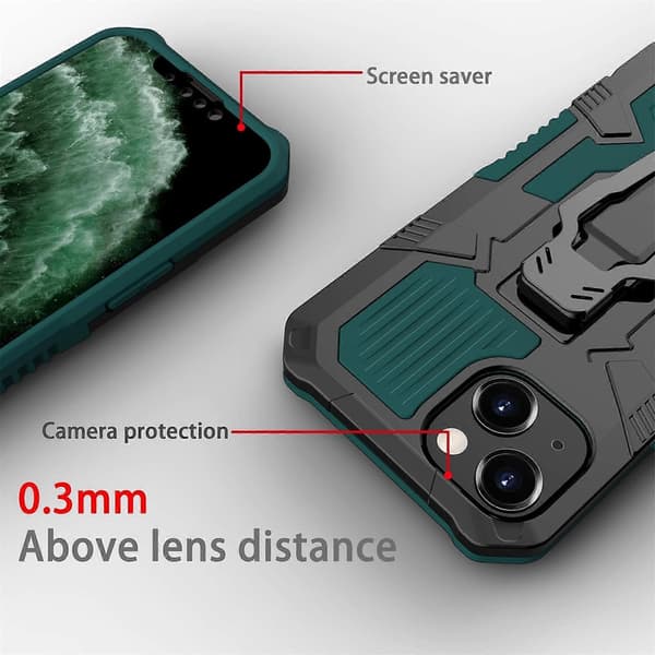 Maskin Armor Warrior PC + TPU-telefonfodral för iPhone 14 Plus Green