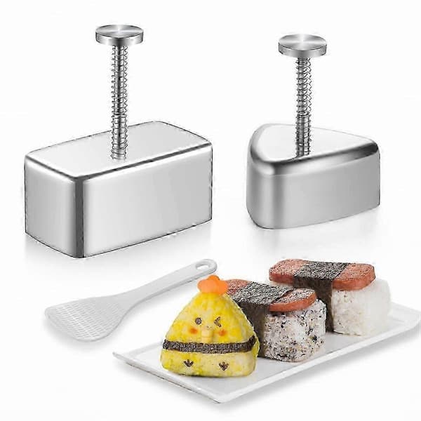 3-delt Musubi-formsett i rustfritt stål for ris-trekantpressemaskin Silver