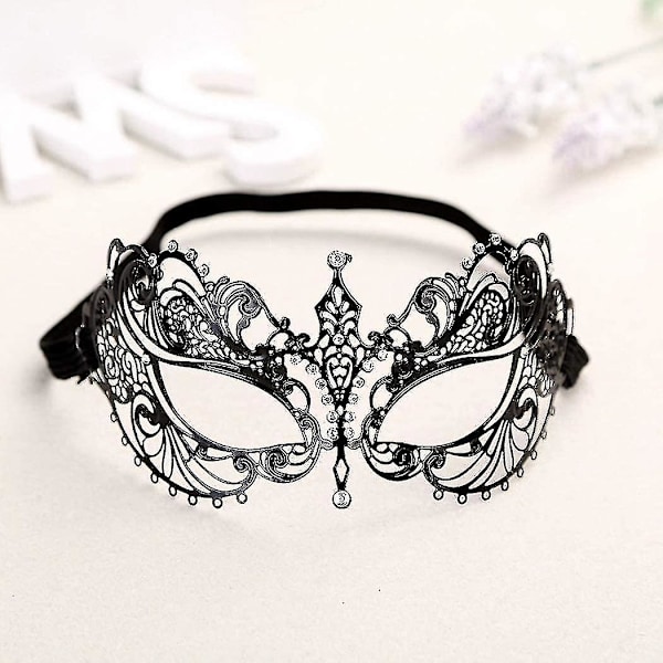 Maskerad mask för kvinnor metall mask glänsande strass venetiansk fest kväll bal bal mask bar kostymer tillbehör Swan