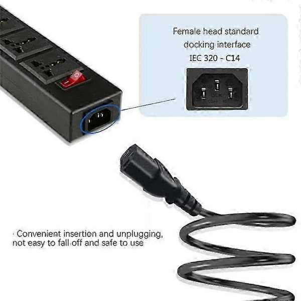 1,8M IEC 320 C13 til C20 strømkabeladapter for PDU UPS svart