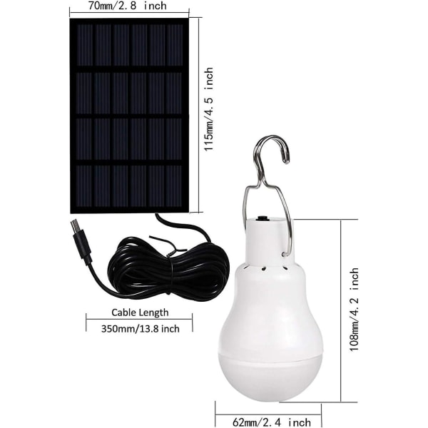 Genopladelig solcellelampe, bærbar 130lm soldrevet led lanterne udendørs hønsegårdslampe lys til indendørs vandring Fiskeri Camping teltskur Hu