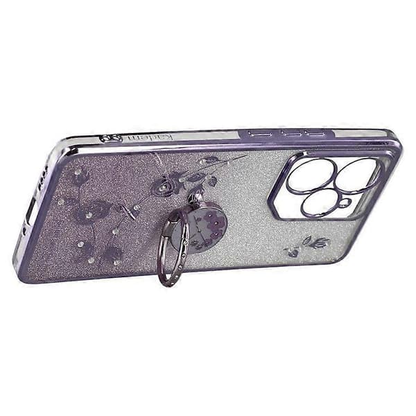 Deksel til Realme Neo7 5G med ringstativ, TPU, blomster, gradient glitter Purple