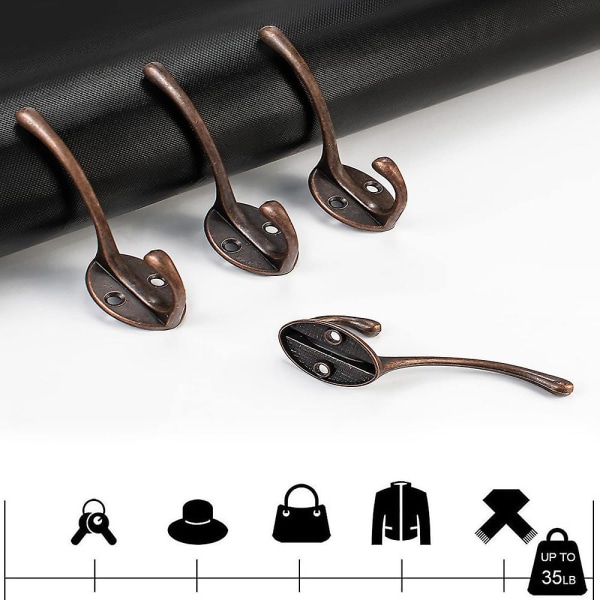 10 Pack Rustic Coat Koukkuja Seinäasennettu Heavy Duty Dual Hooks