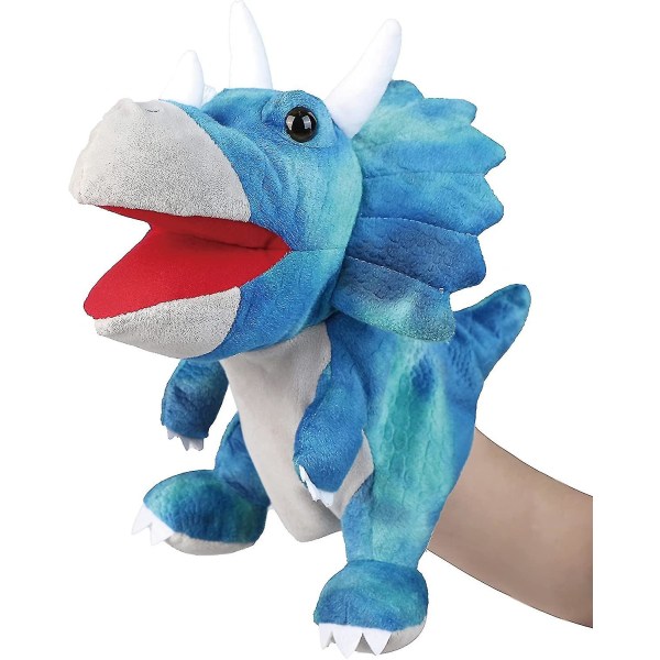 Dinosaur hånddukker, Jurassic World dinosaur hånddukker for barn, 25cm dinosaur plysjleker Triceratops