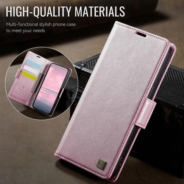 Retro Lommebokdeksel i Lær til iPhone 15 Plus Pink