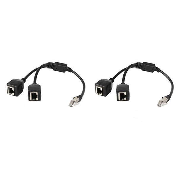 2X RJ45 Ethernet Splitterkabel, 1 han til 2 hun Ethernet-forbindelseskabel Egnet Cat6 LAN Ethernet-stikadapter Black