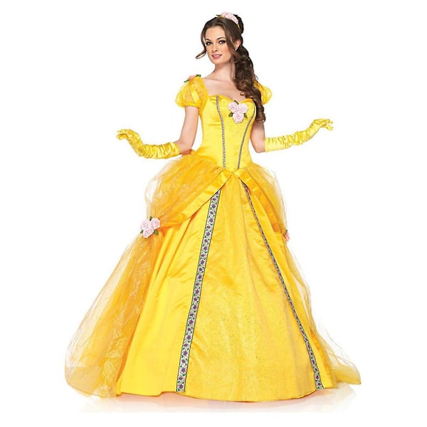 Bok Uke Kvinner Disney Skjønnheten og Udyret Prinsesse Belle Voksen Kostyme Halloween Fest Kostyme Cosplay L