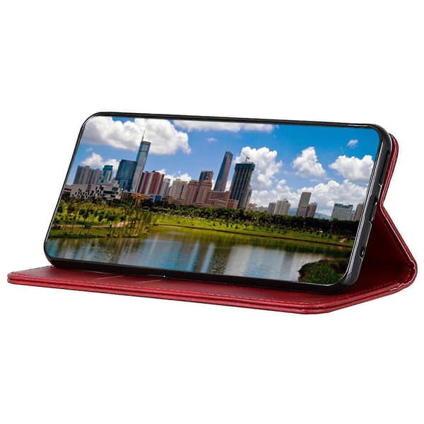 Til Xiaomi Redmi 13c Etui Split Læder Magnetisk Auto-absorberende Telefoncover Red