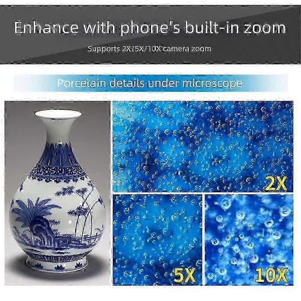 Nano-Zoom 200x til iPhone Bærbart Telefonmikroskopobjektiv til iPhone Androids_cdb1 Black B