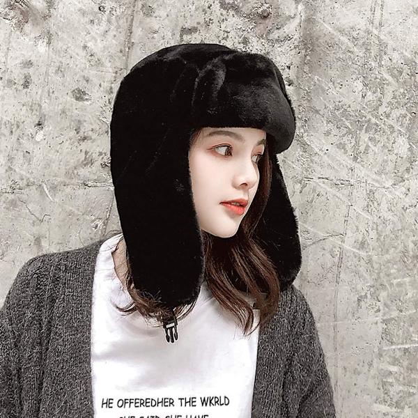 Aikuisten Talvi Mukava Plussi Ushanka Venäläinen Hattu Tuulenpitävä Kokonaan Huppu Korvaläpät Hattu Lämmin Kylmäsuoja Ski Metsästys Pyöräily Trapper Hatut Black One Size