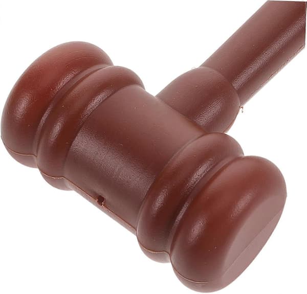 Mini dommerhammer i plastik til børn med ergonomisk greb, rekvisit til retssalsrollespil til Halloween
