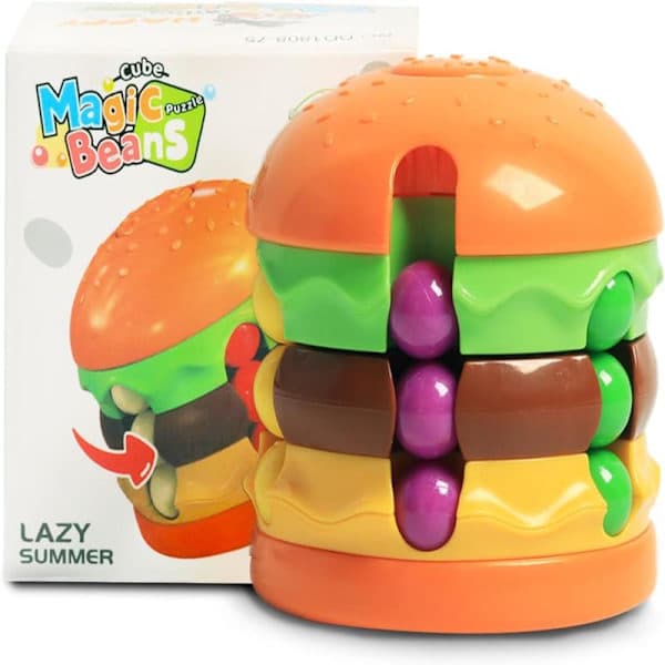 Magic Bean Rotating Cube - Burger Creative Fidget Spinner Magic Cube Decompression Toys Fingertip Magic Cube