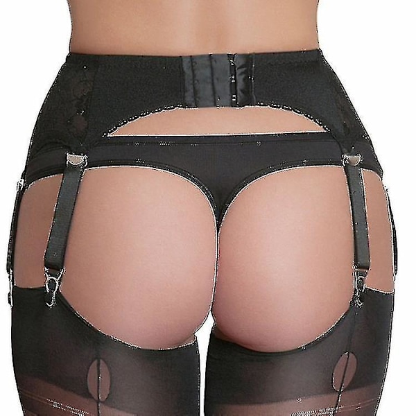 Sexy Strømper til Kvinder Retro Vintage Stil 6 Stropper Strømpebånd Underbukser Strømpebånd Tw 2024 Ny XXL XXL BLACK