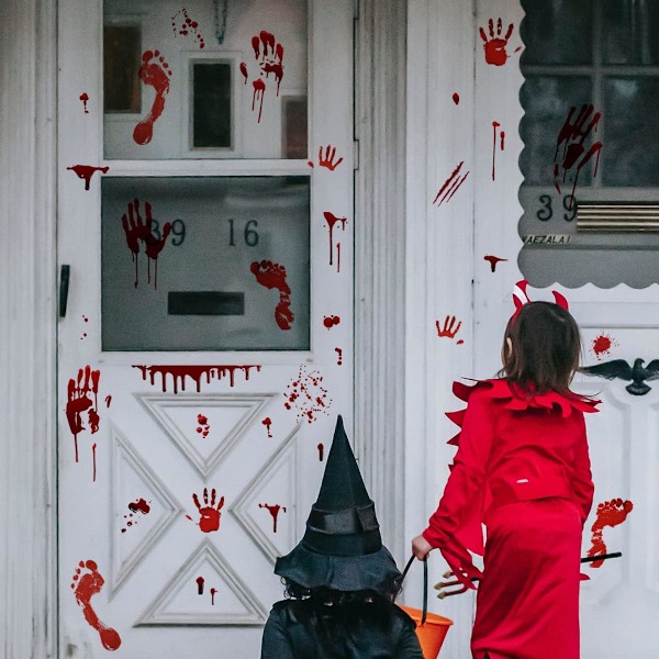 Halloween Veriset kädenjälki jalanjälki Ikkunat pegatinas Seinät pegatinas Halloween juhlat Koristeet Sisällä Ulkona Koriste Tule