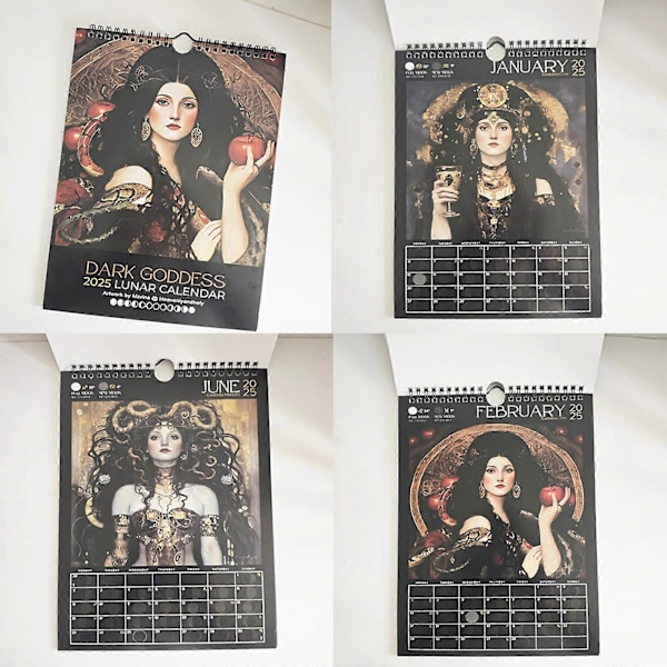 Mörk Gudinna 2025 Månfas Kalender, Gotisk Grekisk Mytologi Kalender, Heminredning För Grekisk Mytologiälskare