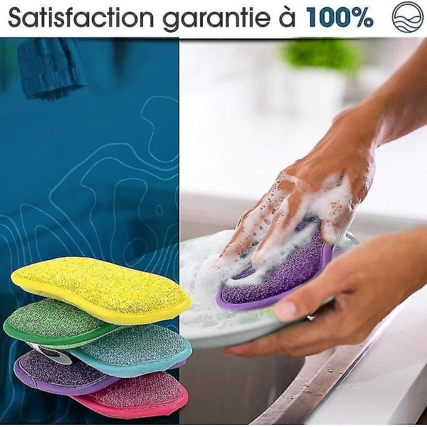 Sæt med 10 vaskbare og genanvendelige mikrofibersvampe - Opvaske- og køkkensvamp - Miljøvenlig - Flere farver - Magic Dobbeltsidet Multi-brug