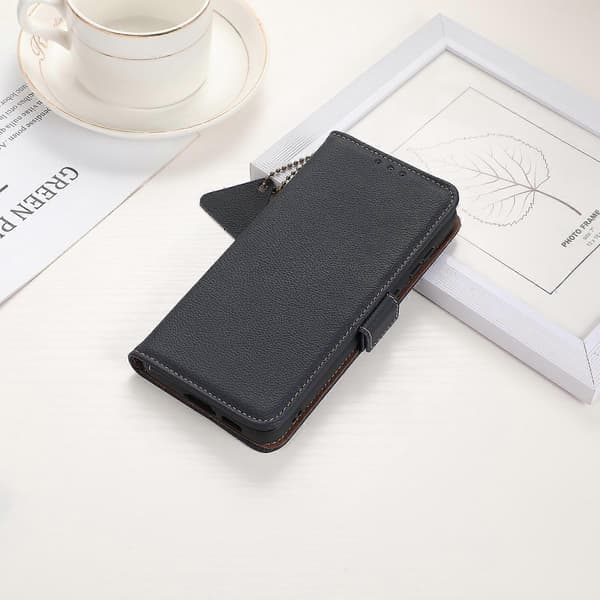 Side-magnetisk TJ læder RFID telefoncover til Redmi Note 14 5G Blue