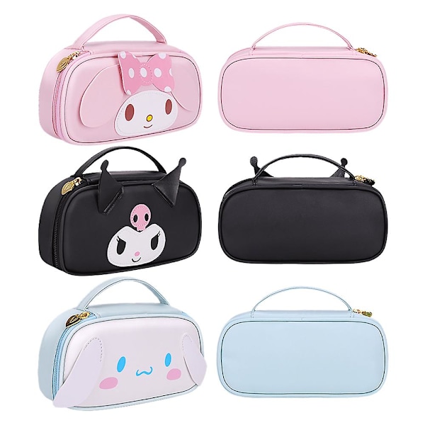 Sanrio kynäkotelo Cinnamoroll My Melody Kuromi lahja suuri kapasiteetti vetoketjullinen toimistotarvikepussit lapsille teini-ikäisille tytöille Kawaii kynäsäilytyslaatikko Black