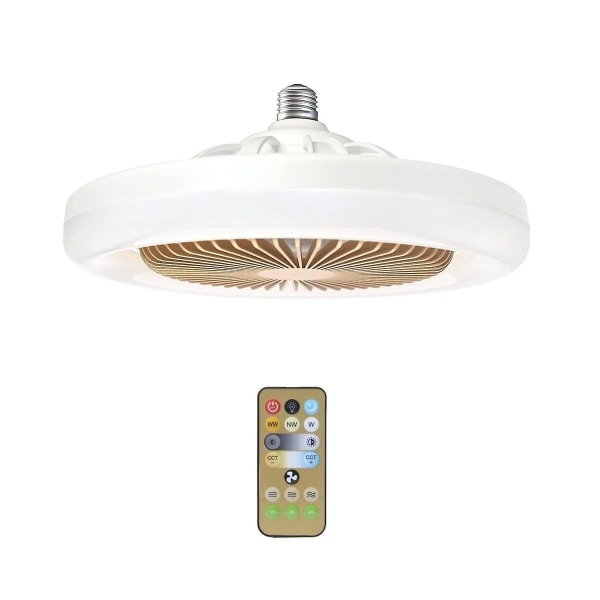 30W takfläkt med integrerade lampor E27 fjärrkontroll takbelysning Sovrum Vardagsrum Strömbrytare Hemlampa C White Gold
