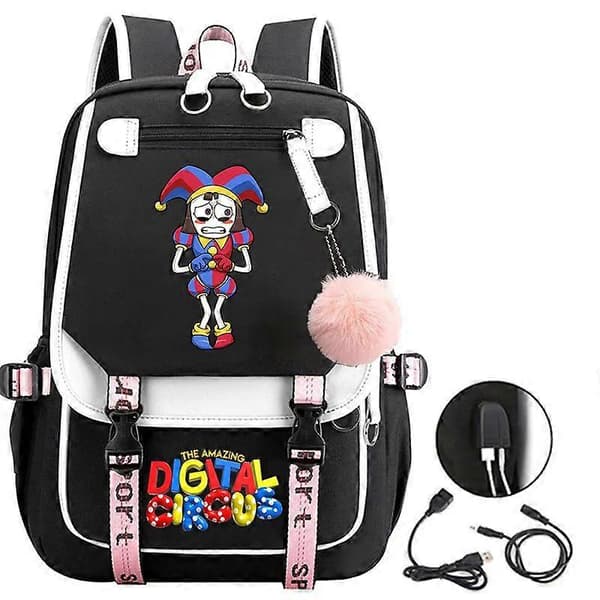 Ny Digital Circus Perifer Rygsæk, Studenter Skoletaske, Gratis Hårboll 2 Digital Circus Backpack