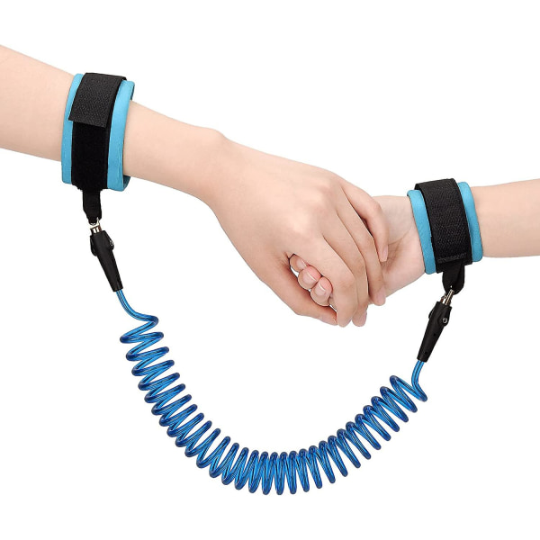 2,5 m anti-förlorade handledsbälte koppel för barn, 360 roterbart elastiskt vajer säkerhetskoppel för baby och toddler (blå) blue