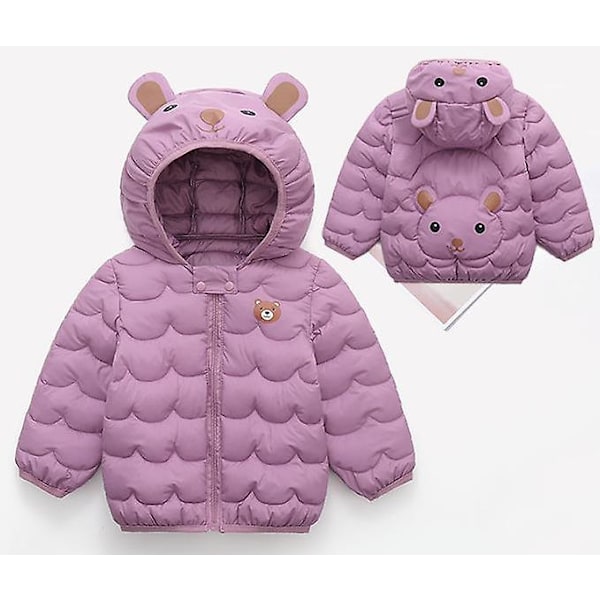 2023 Höst & Vinter Nya Barn Dunjackor Pojkar & Flickor Bomullsjackor Barn Kort Tjockare Varma Jackor Purple 90cm
