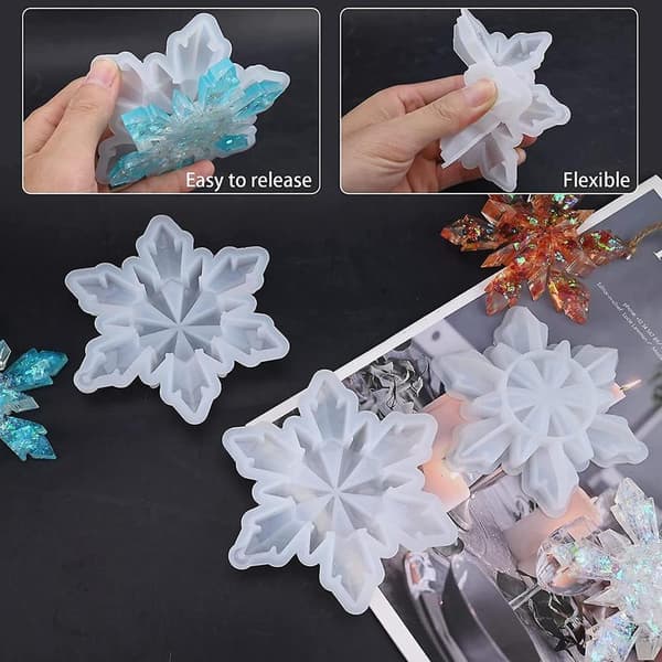 3D Snøblomst silikonform, DIY Jul Resin EPOXY Vinter hjem dekorasjon 3 stk