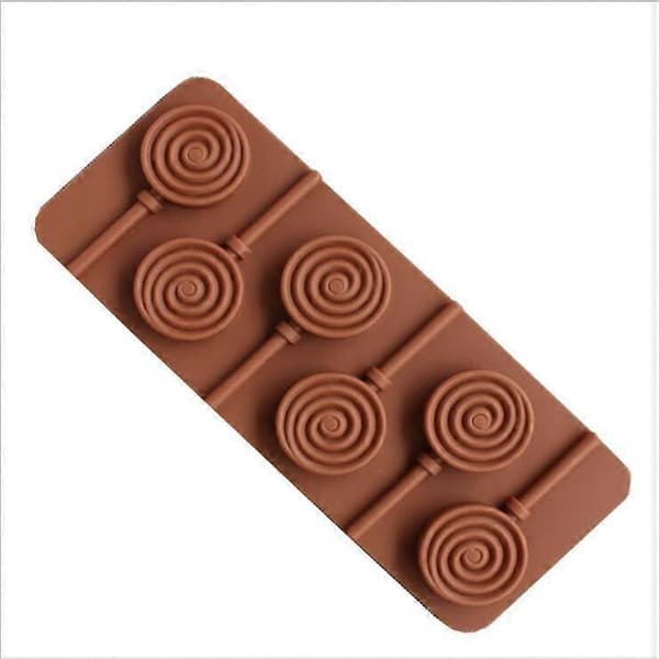 Lollipopform i silikon, sjokoladeform, typisk rund 1 stk brun