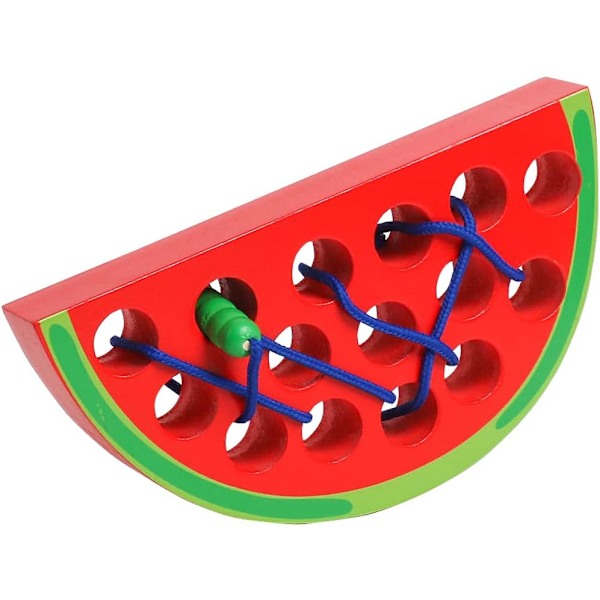 Træsnøring Ost Trådning Legetøj Montessori Flyrejse Spil Legetøj Træblok Puslespil Finmotorik Aktivitet Læring Pædagogisk Gave Watermelon