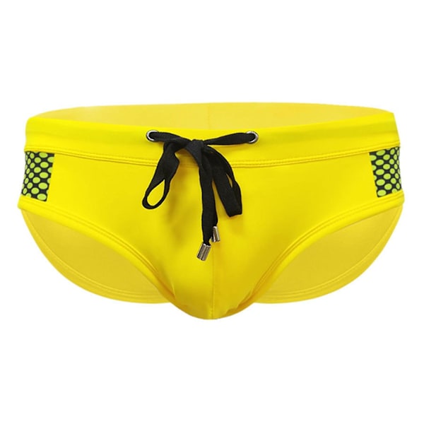 Herre Sommer Badeshorts Lav Livhøyde Snøring Sexy Badeshorts Prikkesting Trykk Badebukser Yellow L