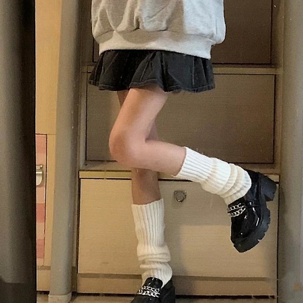 Lolita Punk -säärisuojat, nilkkasuojat, pitkät sukat, polven korkuiset neulotut jalkasuojat, nilkkasuojat, naisten talvivaatteet, asusteet white stripe One Size