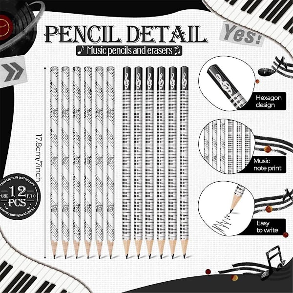 Musiikkikynät Muistikynä musiikkiteemalla pyyhekumit Puukynät Bulkkinäppäimistö Hauskat lyijykynät Er As Shown