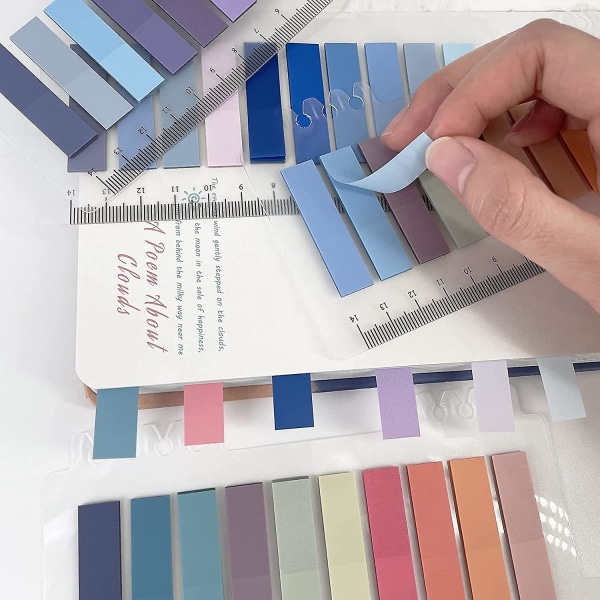800 st Sticky Indexflikar, 4 ark Morandi Strip Indexflikar, Skrivbara Sida Sticky Notes med linjal mixed color
