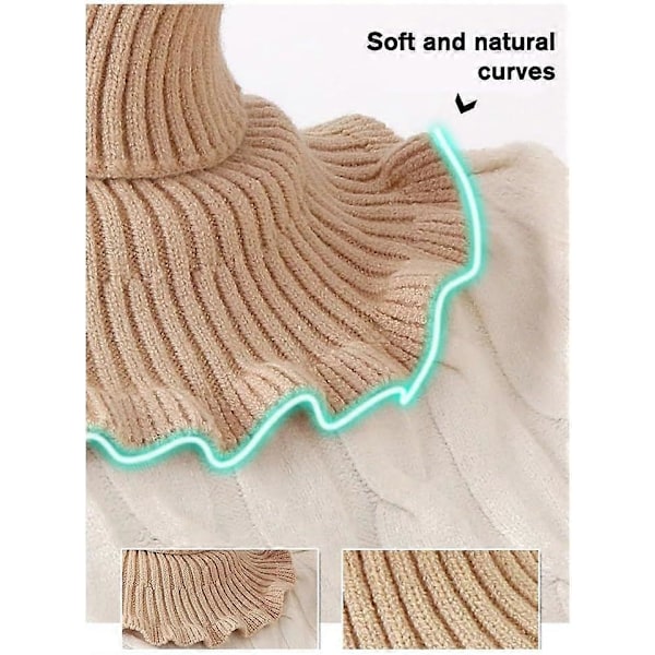 1 st Kvinnors Mock Neck Ribbad Stickad Falsk Krage Rynkor Wrap Solid Halsduk Vinter Varm Halsduk Elastisk Hals Ärm