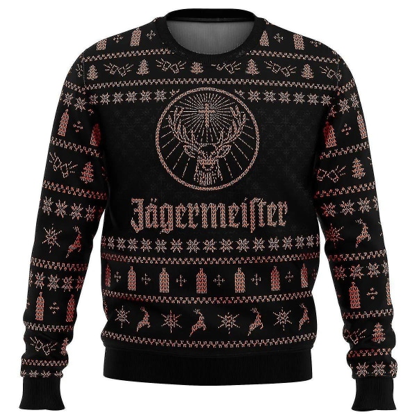 2024 Bebetter Jagermeister Ugly Christmas Sweater Pullover Herr 3d Sweatshirt Toppar Höst- och vinterkläder A 2 2XL