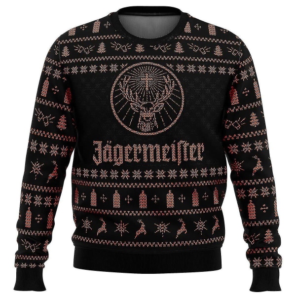 2024 Bebetter Jagermeister Ugly Christmas Sweater Pullover Herr 3d Sweatshirt Toppar Höst- och vinterkläder A 2 L