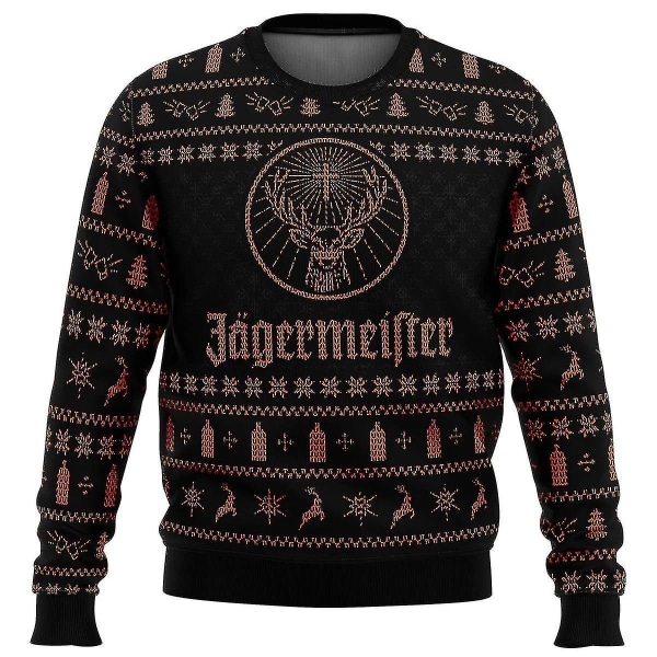 2024 Bebetter Jagermeister Ugly Christmas Sweater Pullover Herre 3d Sweatshirt Overdele efterår og vintertøj A 2 S