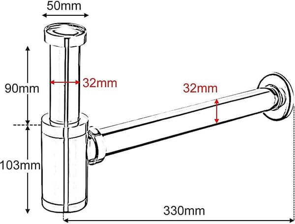 Siphon 1 1/4 \"x 32 Mm Rustfrit Stål Siphon Lugtstop Justerbar Universal