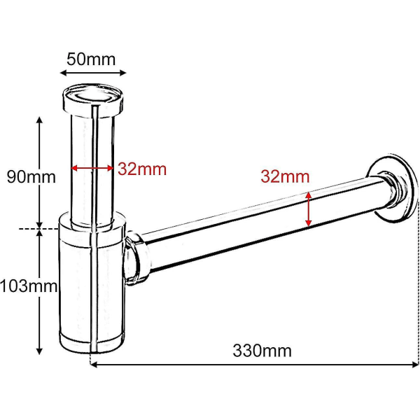 Siphon 1 1/4 \"x 32 Mm Rustfritt Stål Siphon Luktfri Justerbar Universell