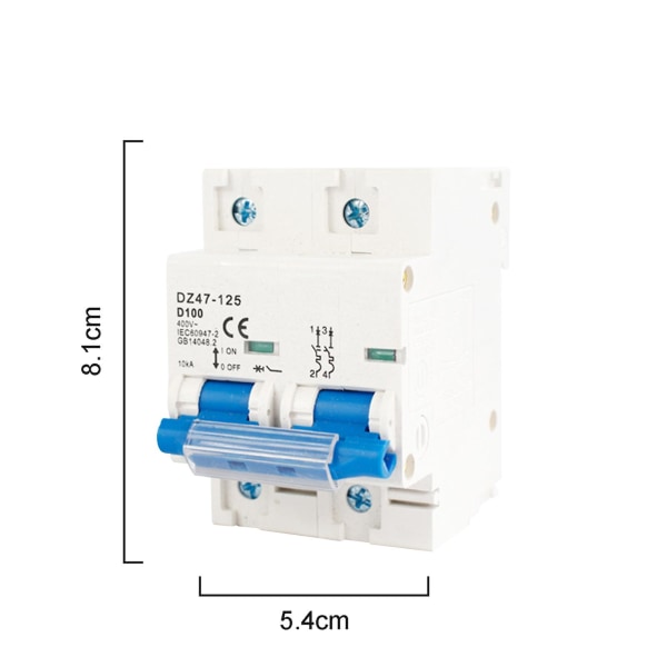 Dz47-125 2p 80a/100a/125a High Breaking Air Switch Husholdningsafbryder Mengxi 100A.