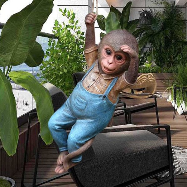 Hanging Monkey Statue - Resin Swinging Monkey Statue