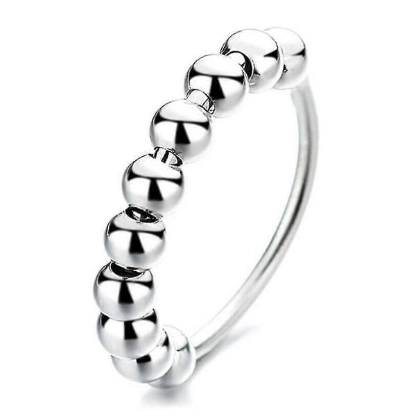 stressavlastende roterbar perlefingerring anti-angstring gaver Medium Silver