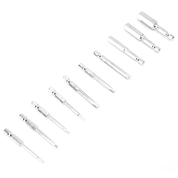 10 STK. sekskantede skruetrækkerbits magnetiske bits 1,5-12 mm 60 mm længde